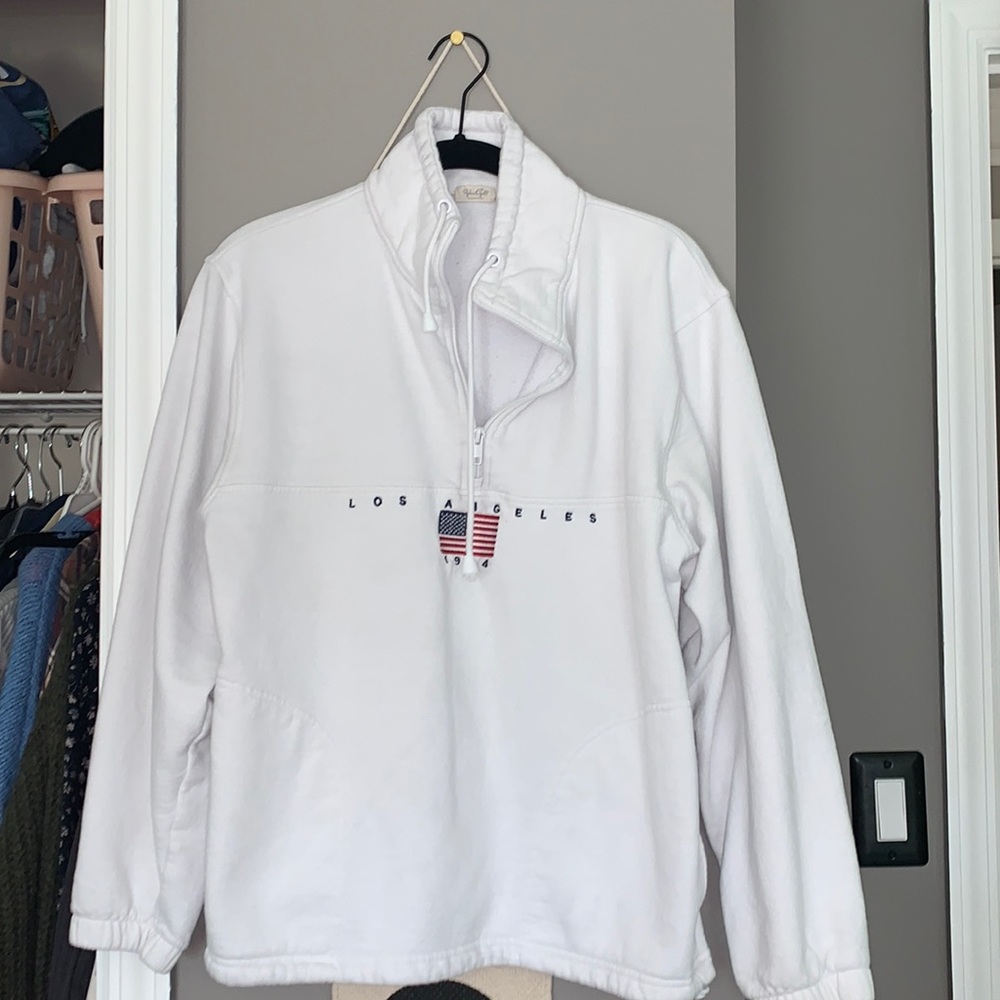 white brandy melville LA zip up